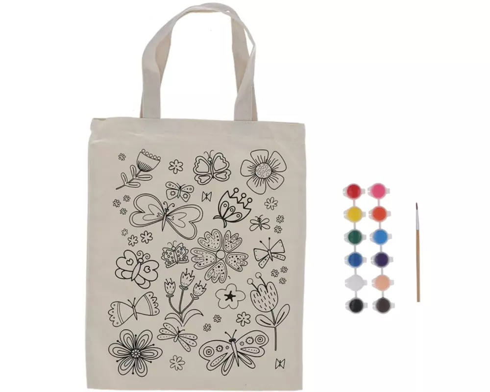 Esschert Design Tragetasche Blumen Polyester, 1 Stück, Beige