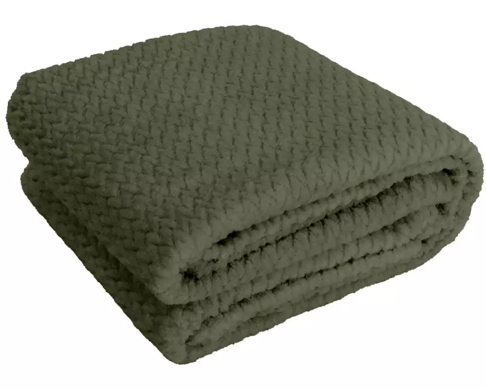 Hubatka Decke Plaid Uni 220 x 180 cm, Olivgrün