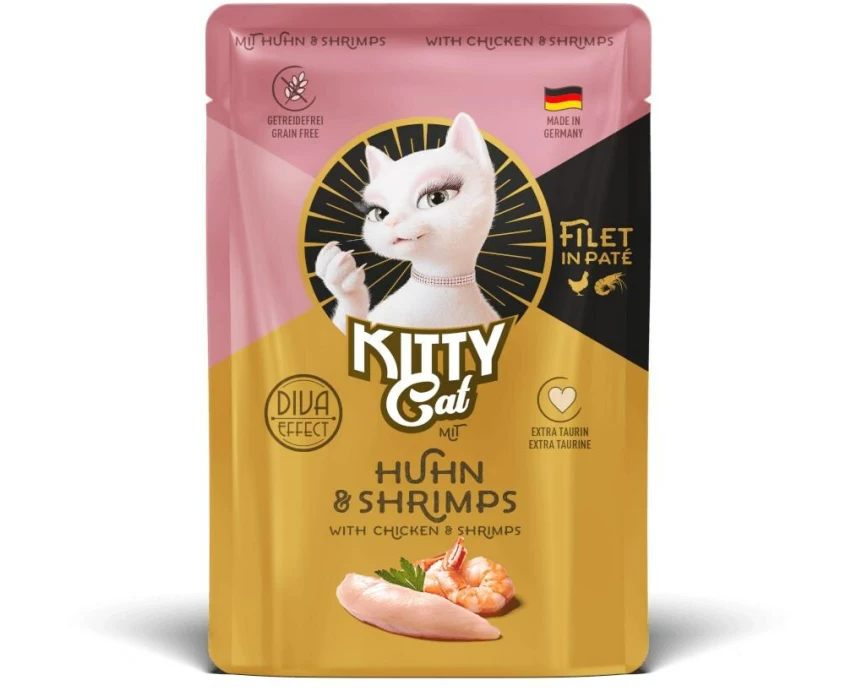 KITTY Cat Nassfutter KittyCat Filét Paté Pouch Huhn, Shrimps 85 g