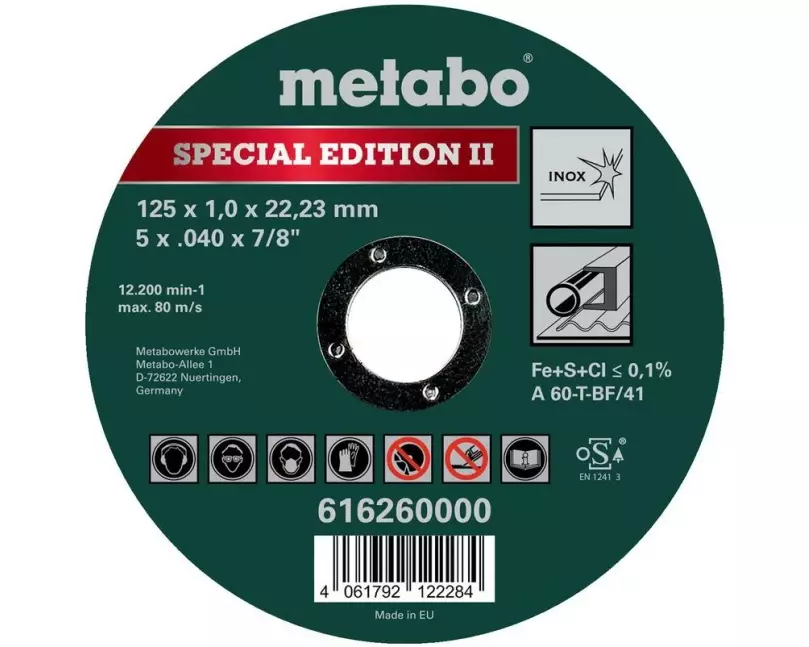 Metabo 125 x 1.0 x 22.23 mm, Inox, Special Edition II