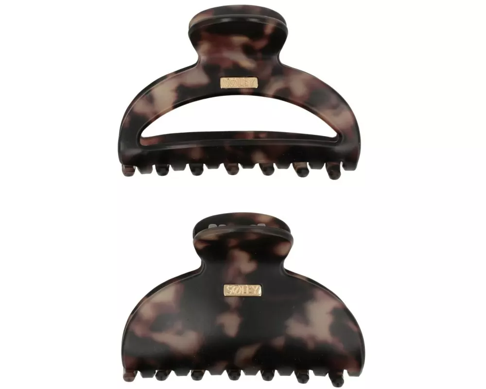 SOLEY Klemme Beige/Braun marmoriert, 2 Stück