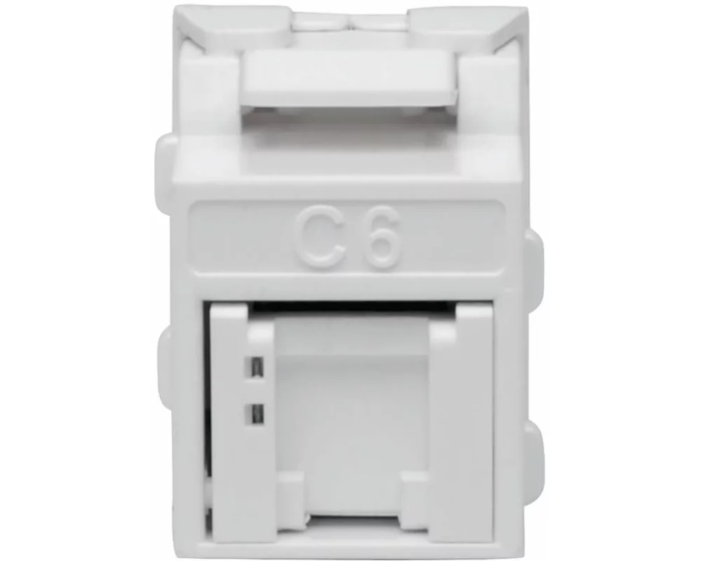 EATON TRIPPLITE Keystone Jack Cat6/Cat5e, RJ45, Shuttered Dust Cap - Toolless, PoE/PoE+ Compliant, White, TAA