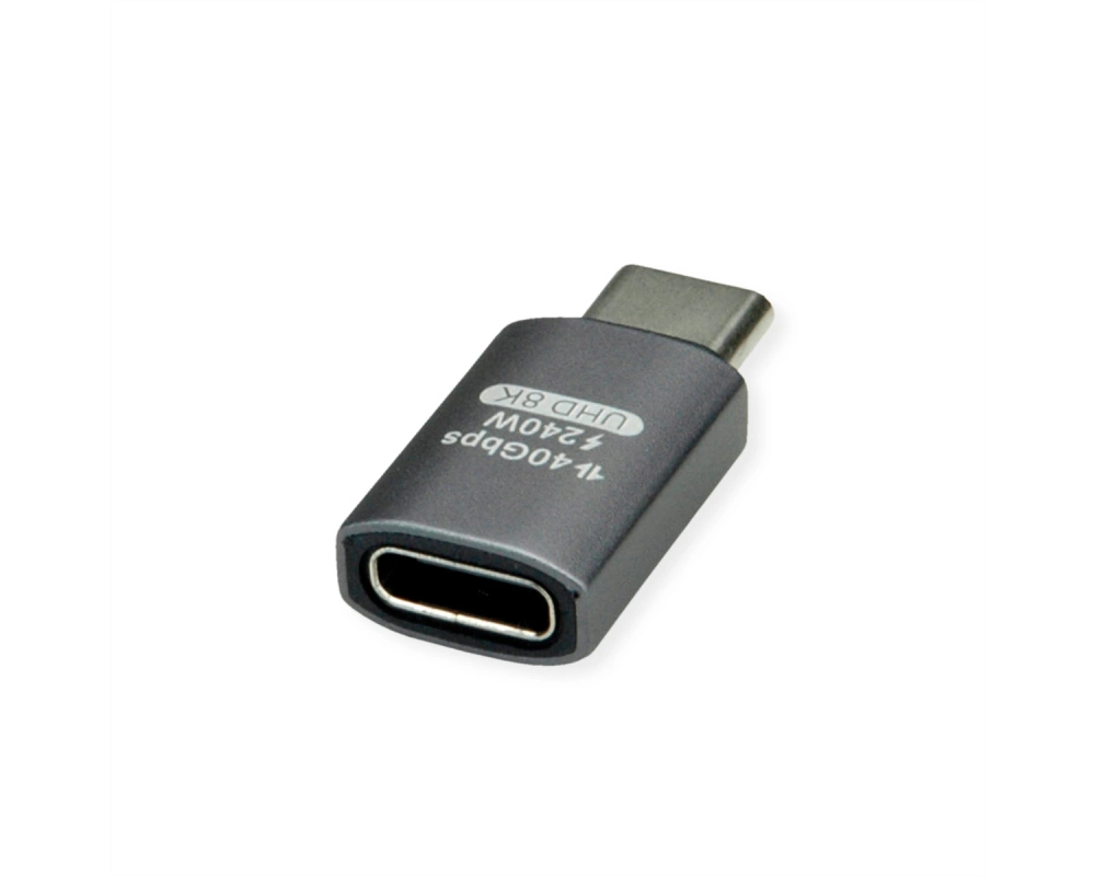 ROLINE USB4 Gen 3x2 Adapter Typ C ST/BU, Aluminium, gerade, silberfarben
