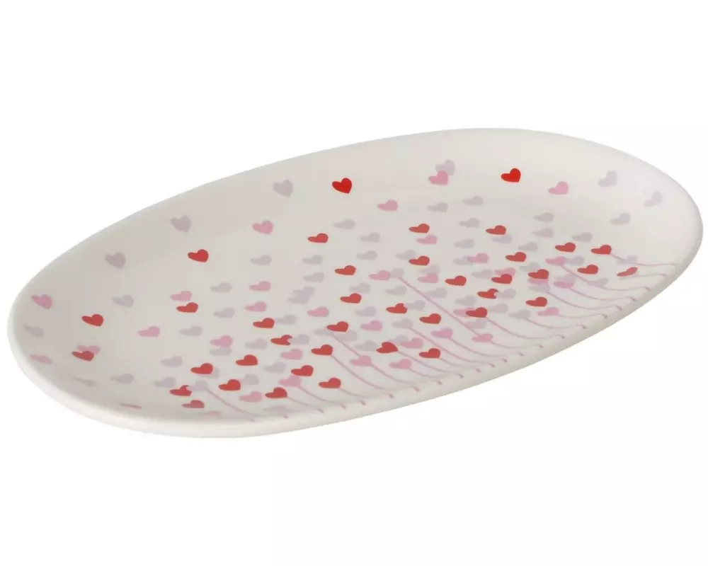 Boltze Servierplatte Sherine Herz, Weiss / Rot