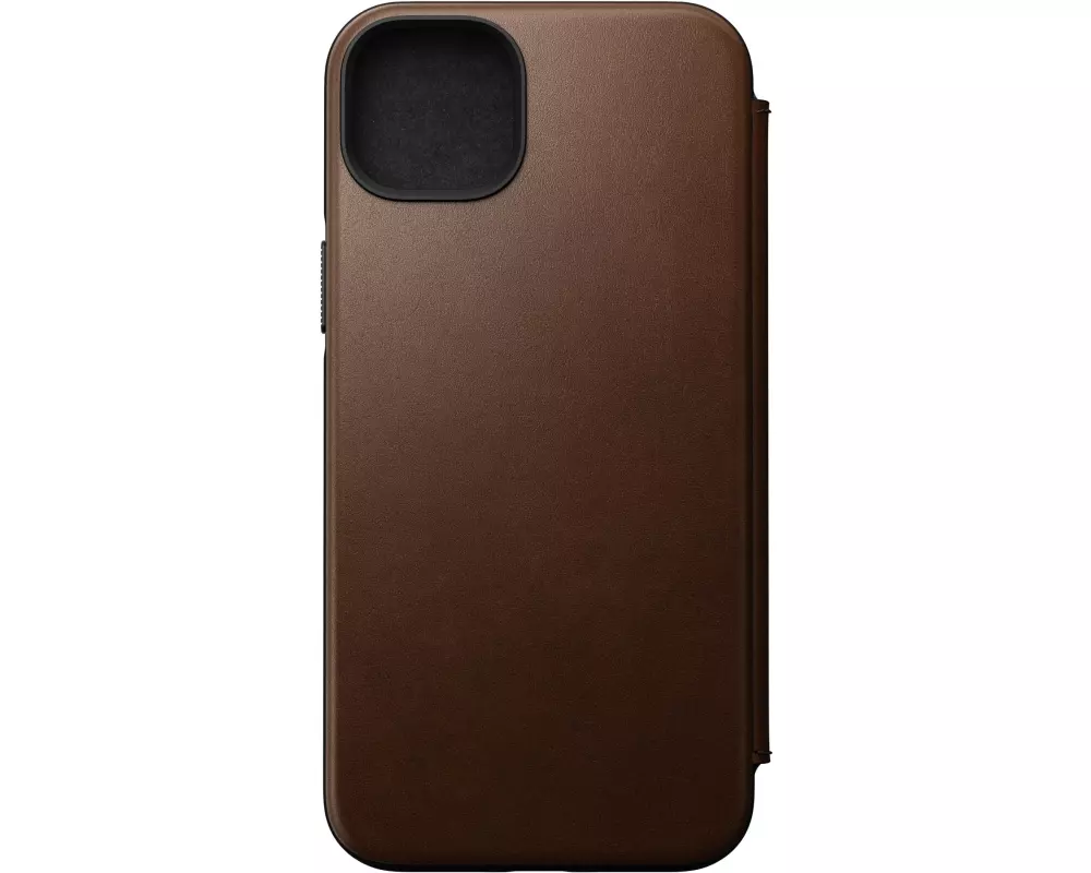 Nomad Book Cover Modern Leather Folio iPhone 14 Plus Braun