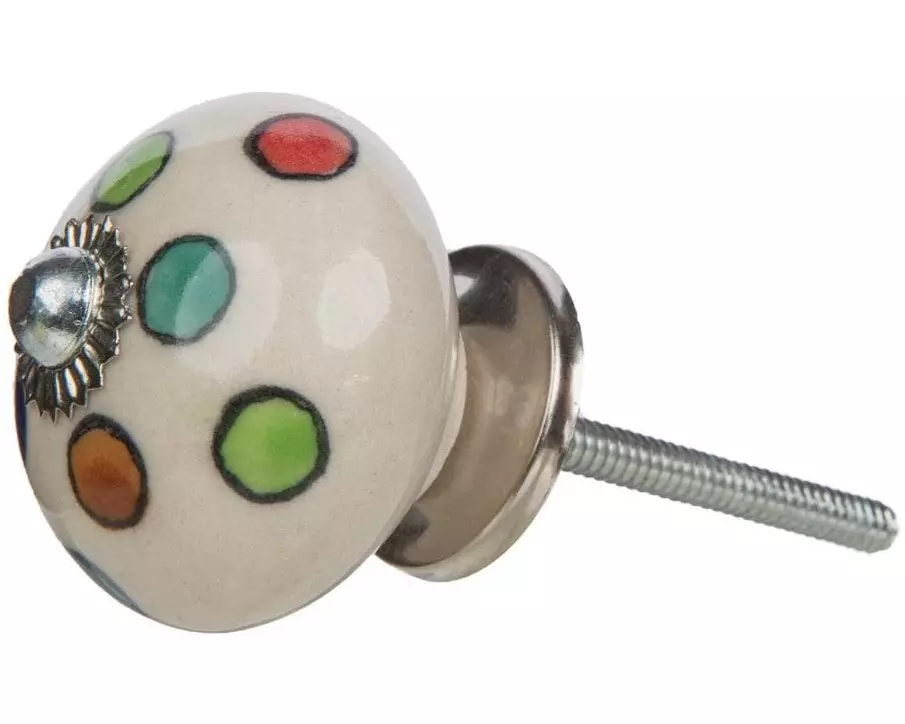 Tranquillo Möbelgriff handgemacht, Ø 4 cm, Beige/Silber