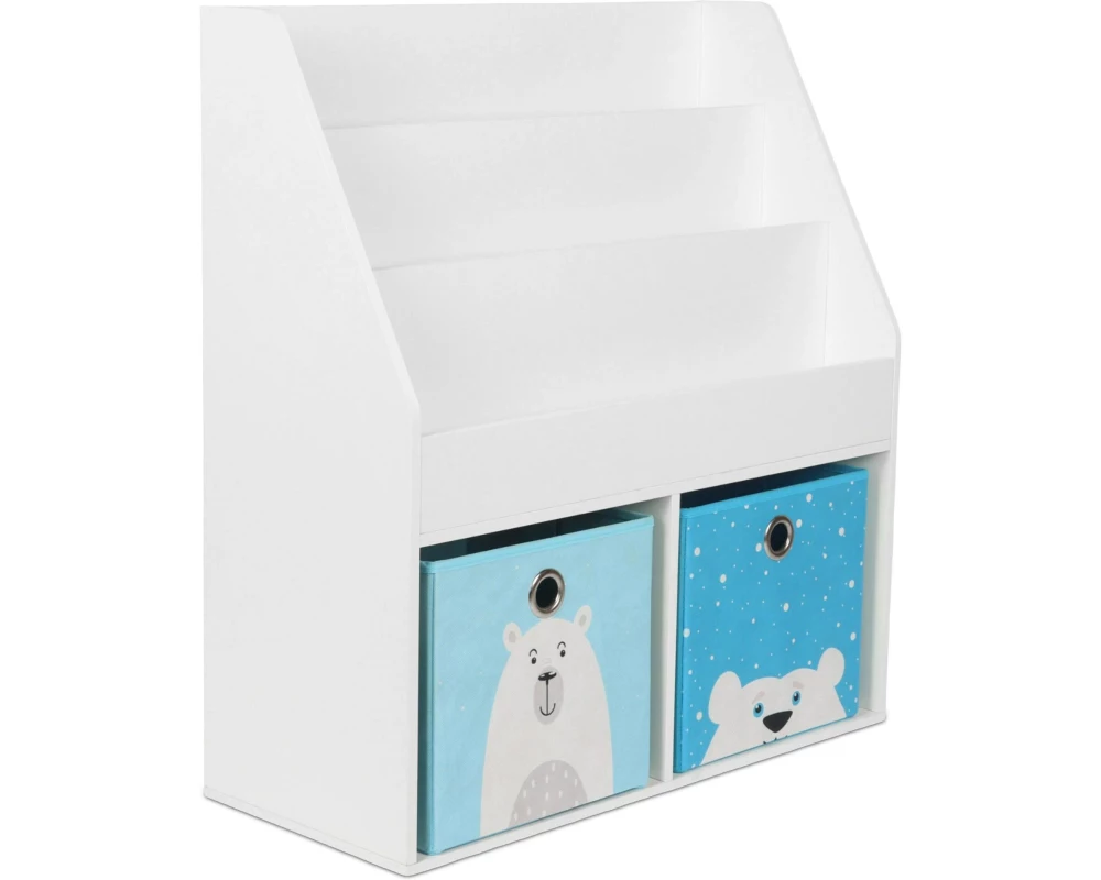 relaxdays Bücherregal für Kinder 79 x 72 x 30.5 cm Weiss/Blau