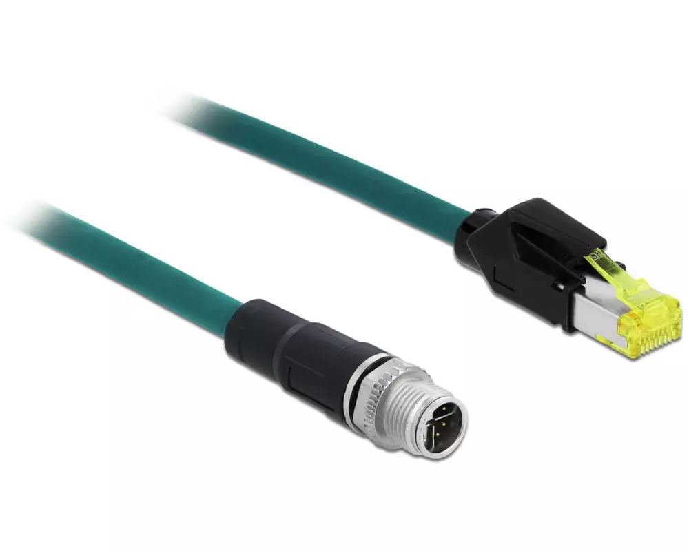 Delock Patchkabel RJ-45-M12 Cat 6A, S/FTP, 1 m, Blau