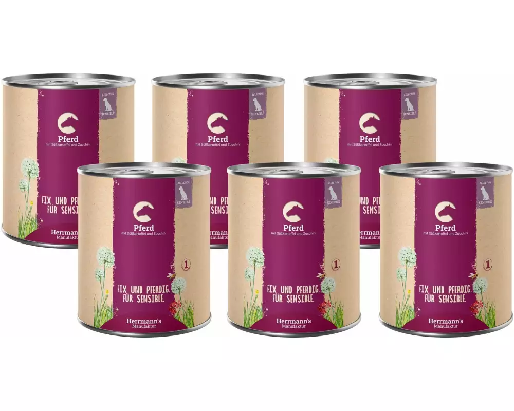 Herrmann's Nassfutter Pferd mit Süsskartoffel und Zucchini 6 x 800 g