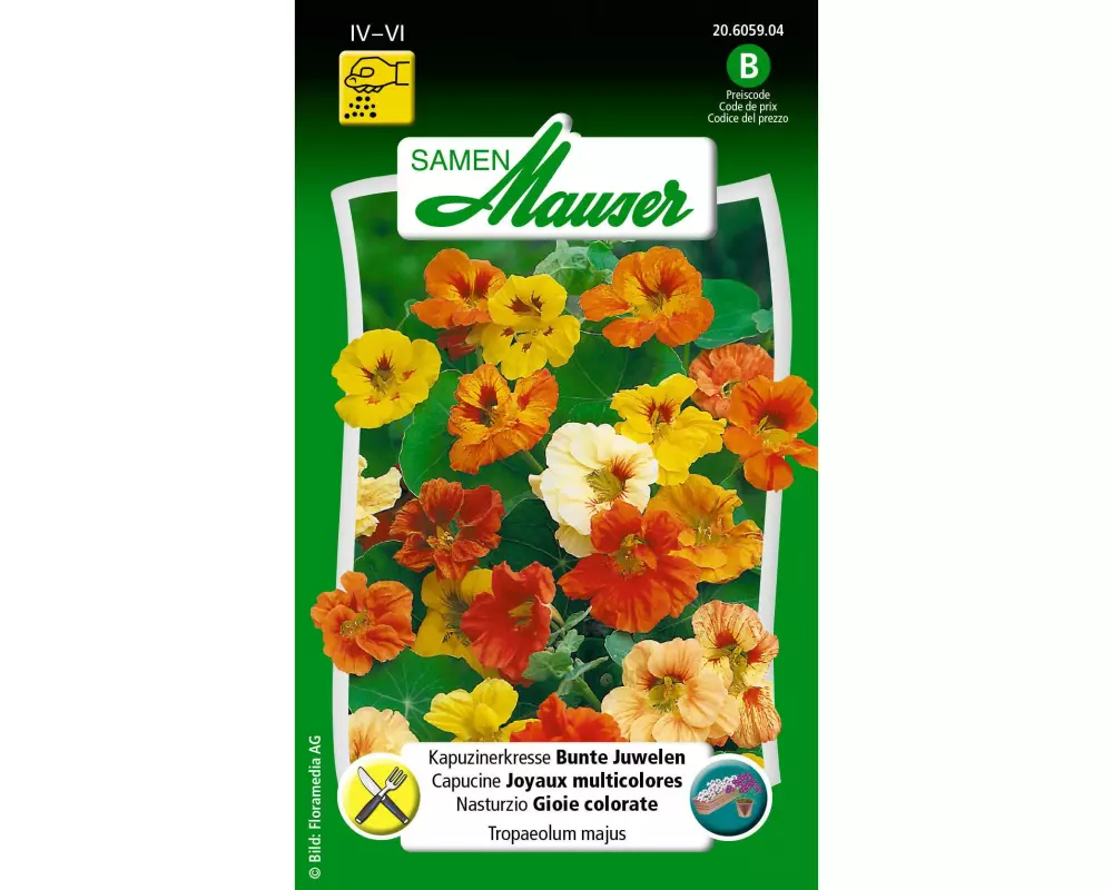 Samen Mauser Essbare Blüten Kapuzinerkresse Bunte Juwelen