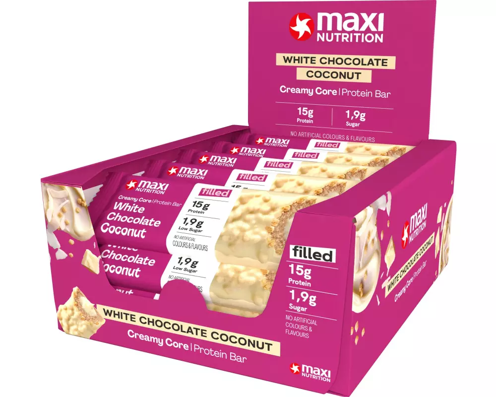 Maxi Nutrition Creamy Core Protein Bar Weisse Schokolade/Kokos, 12 x 45 g