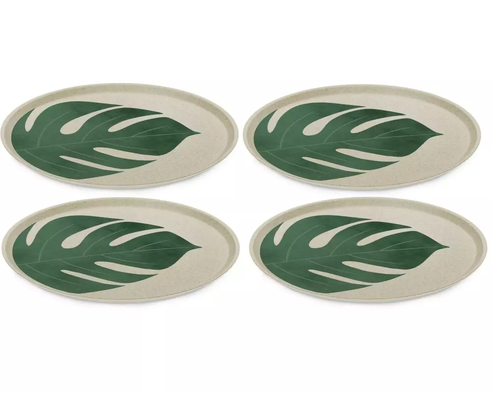 Koziol Speiseteller Connect Monstera 4 Stück,Beige/Grün/Gelb