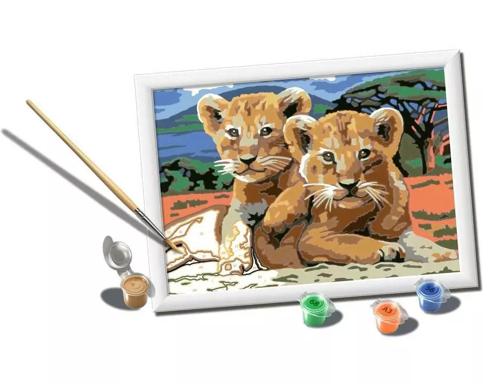 Ravensburger Malen nach Zahlen Kleine Löwenbabys Acrylfarben