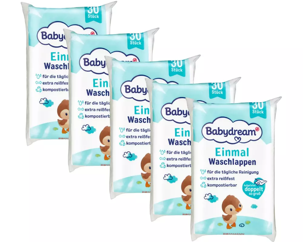 Babydream Baby-Waschlappen Einweg 5 x 30 Stück