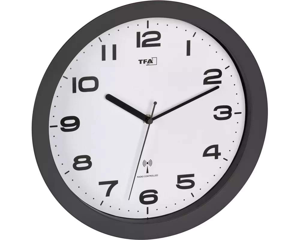 TFA Dostmann Wanduhr Anthrazit