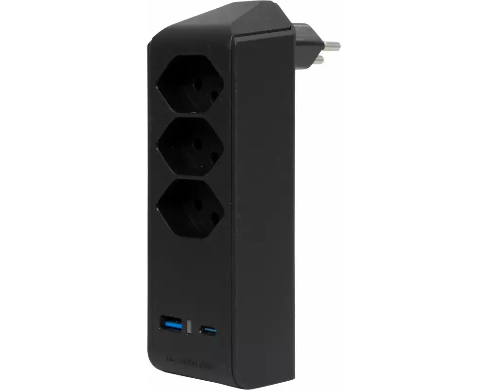 Brennenstuhl Abzweigstecker 3 x T13, 1 x USB A, 1 x USB C, 300° drehbar