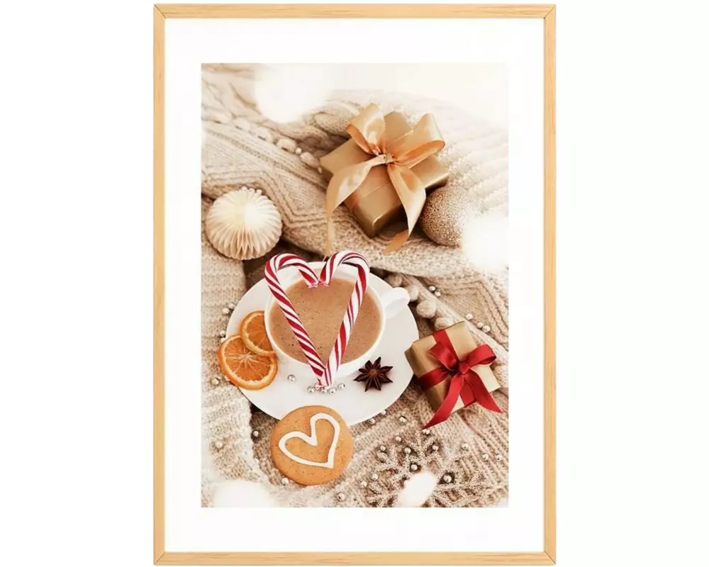 Wallxpert Weihnachtsbild Weihnachten Kaffee/Weihnachten, 33x48 cm