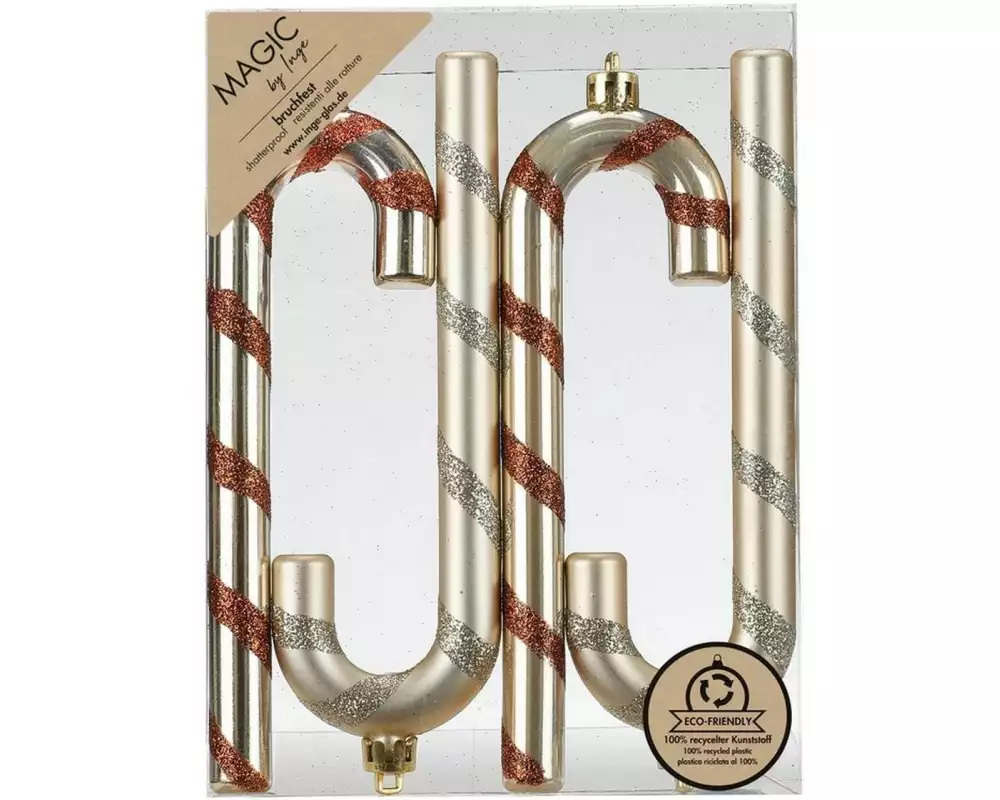 INGES CHRISTMAS DECOR Weihnachtskugel Zuckerstange 4 Stück, Gold