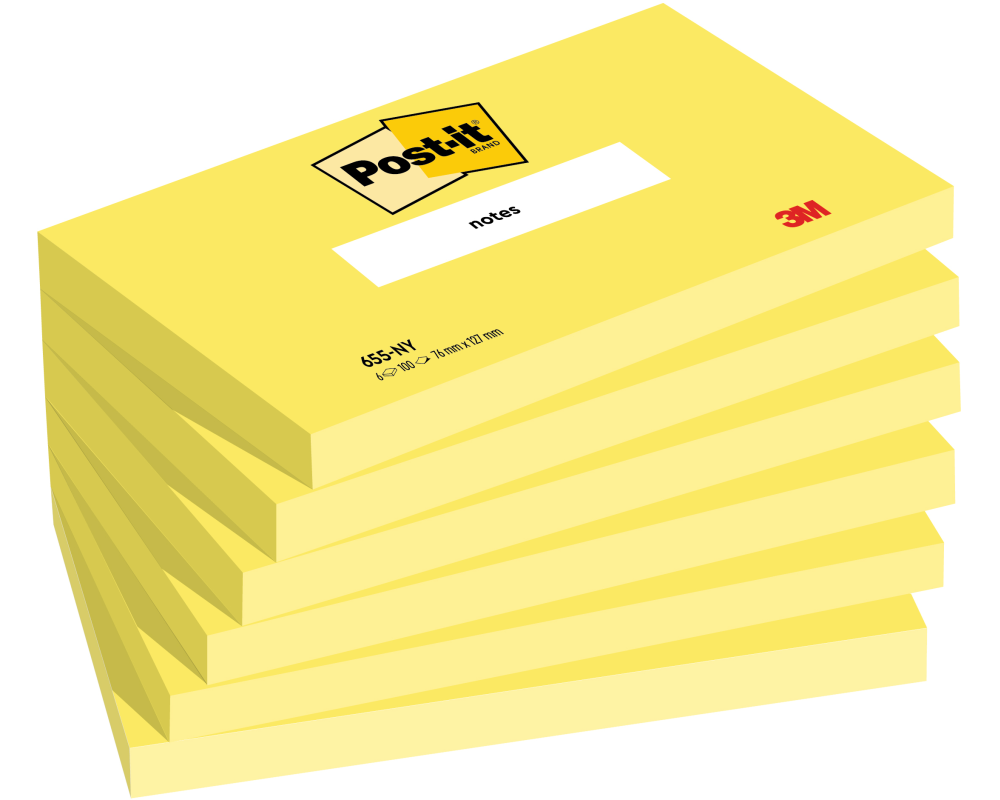 POST-IT Notes 76x127mm 655-NY neongelb 6x100 Blatt
