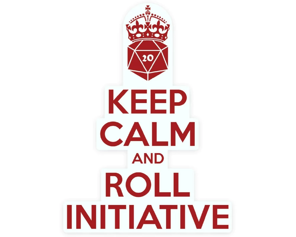 Glass Staff Keep calm & Roll Initiative Sticker Rot