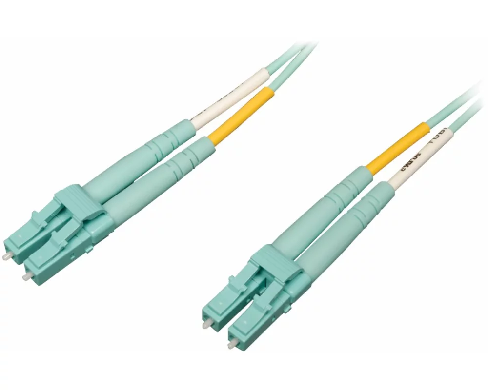 EATON TRIPPLITE 100G, Duplex Multimode, 50/125, OM4, LSZH, Fiber Optic Cable, LC/LC, Aqua, 15m