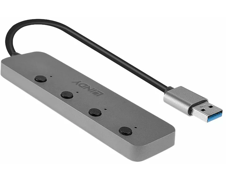 LINDY 4 port USB 3.0 hub, with on/off switch
