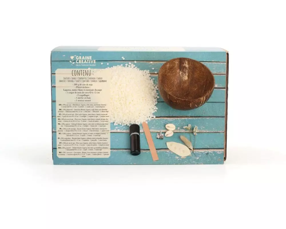 Graine Créative Bastelset Kerzen DIY Kit Kokosnuss 25 x 15 x 10 cm