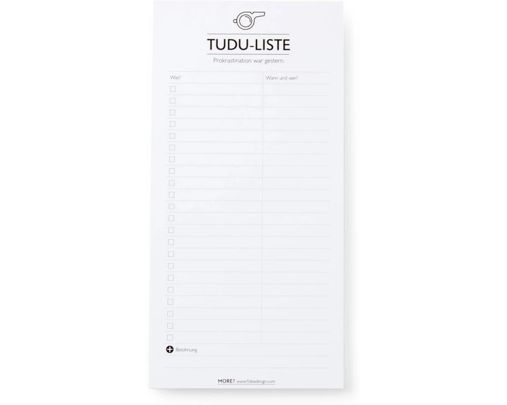 Fidea Design Notizblock Tudu-Liste, 10.5 x 21 cm