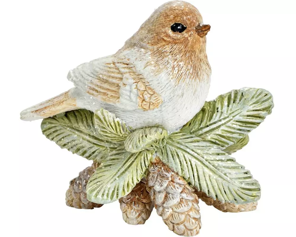 G. Wurm Weihnachtsfigur Vogel mit Tannenzapfen 8 x 7 x 4 cm