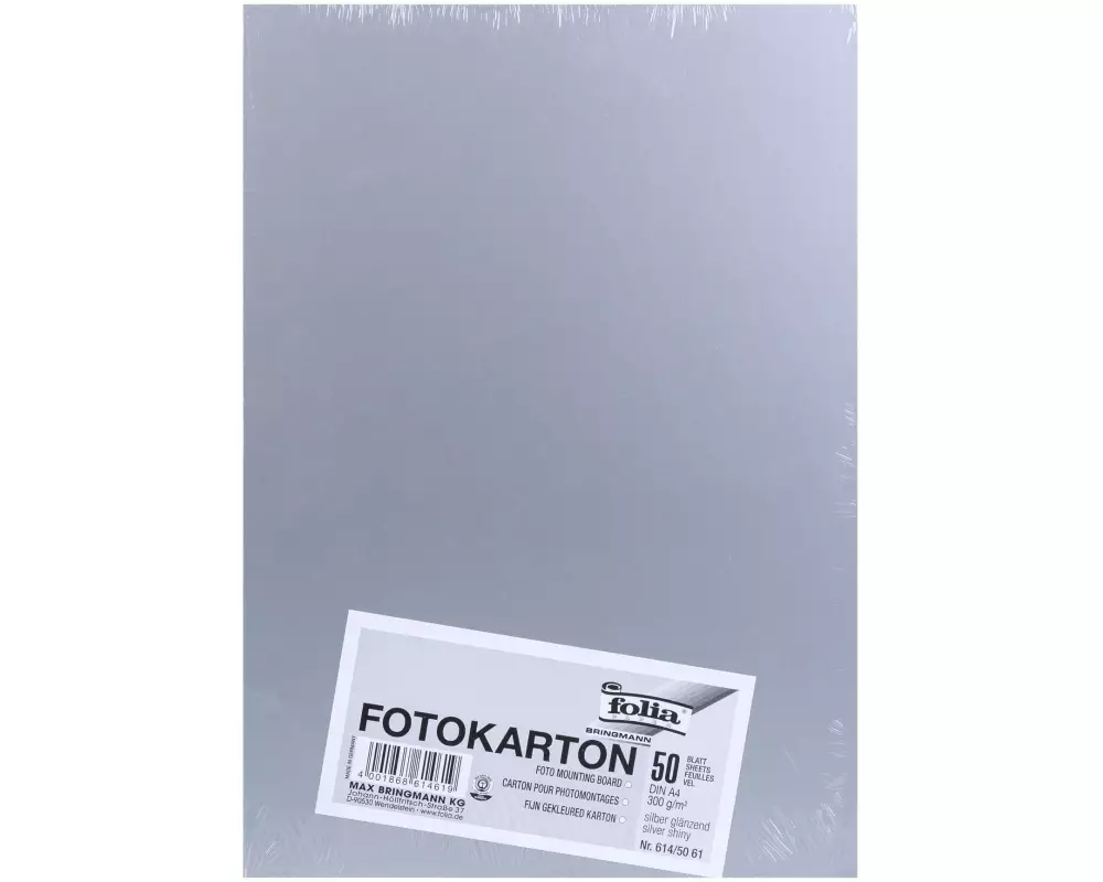 Folia Fotokarton A4, 300 g/m², 50 Blatt, Silber glänzend
