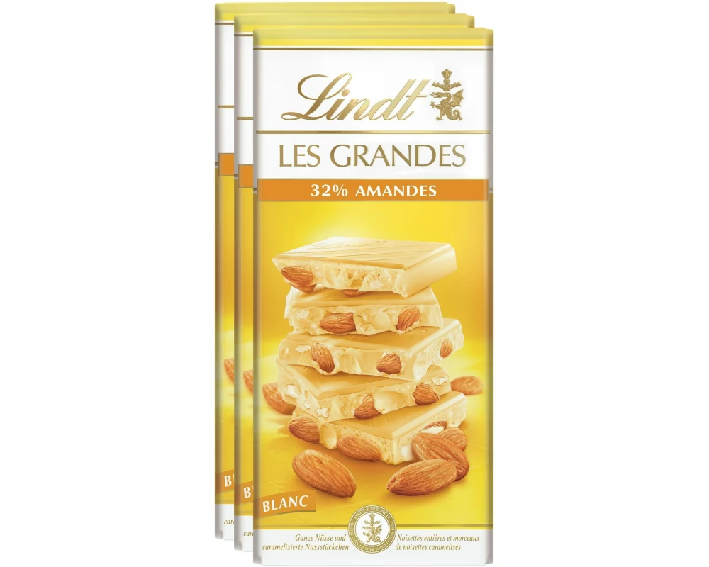 Lindt Tafelschokolade Les Grandes Weiss Mandel 3 x 150 g