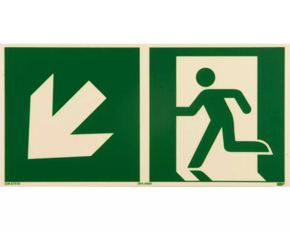 P.R.O. Rettungsweg links abwärts – Piktogramm 150 x 300 mm