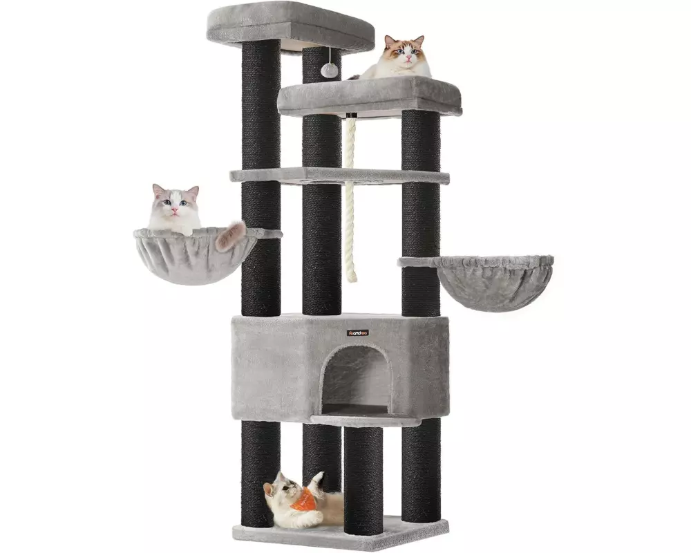 Feandrea Large Multi-Tier Cat Tree 55 x 55 x 195 cm