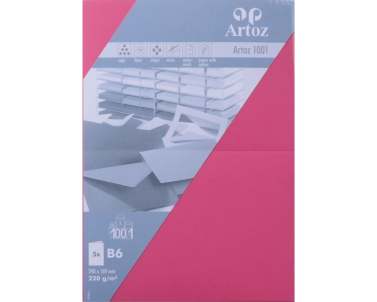 ARTOZ Karten 1001 B6 107362264 220g, fuchsia 5 Blatt