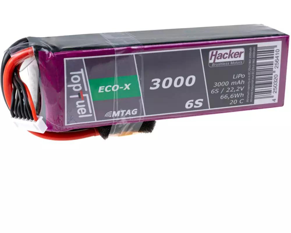 Hacker RC-Akku LiPo 3000 mAh 22.2 V 20C TopFuel ECO-X MTAG