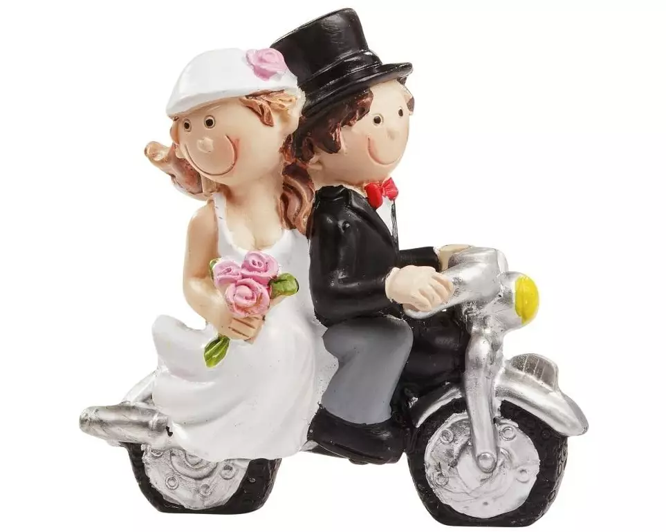 HobbyFun Mini-Figur Hochzeitspaar auf Motorrad 6 x 5 cm