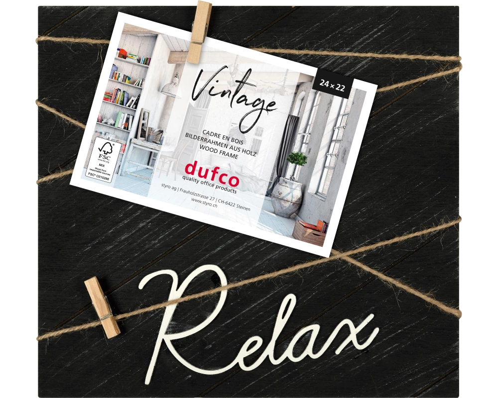 DUFCO Holz-Bilderrahmen Vintage 1810.10004 24x22cm schwarz