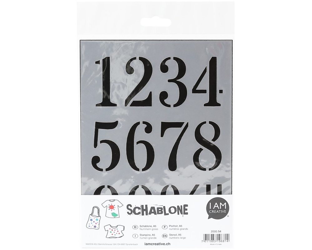 I AM CREATIVE Schablone 2000.54 A5, Nummern gross