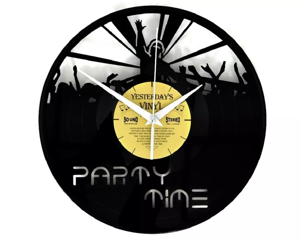 Yesterday's Vinyl Wanduhr Party Time Ø 30 cm, Gold/Schwarz