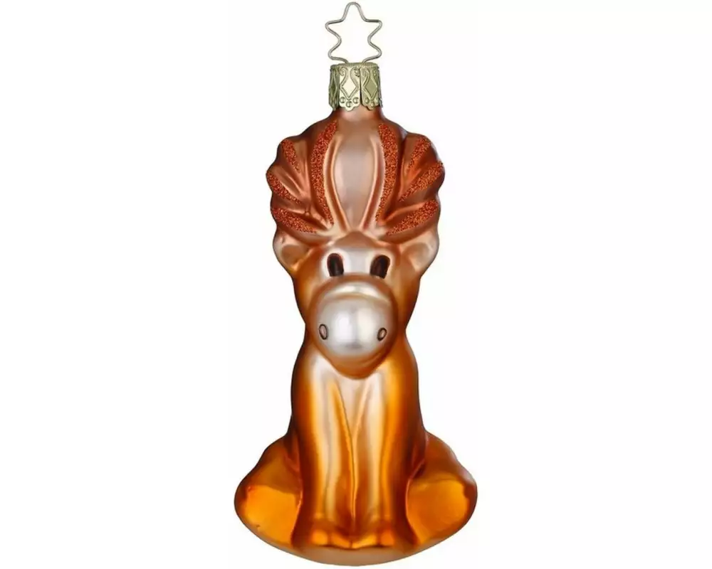 Inge Glas Manufaktur Weihnachtskugel Elch Braun