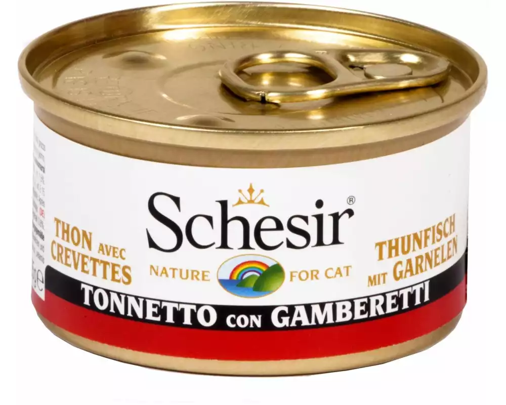 Schesir Nassfutter Thunfisch & Garnelen in Gelée, 85 g