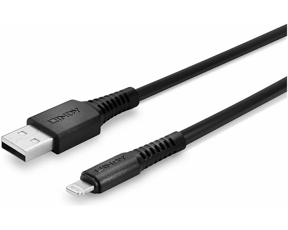 LINDY 1m USB to Lightning Cable black Charge and sync Cable for iPhone, iPad & iPod