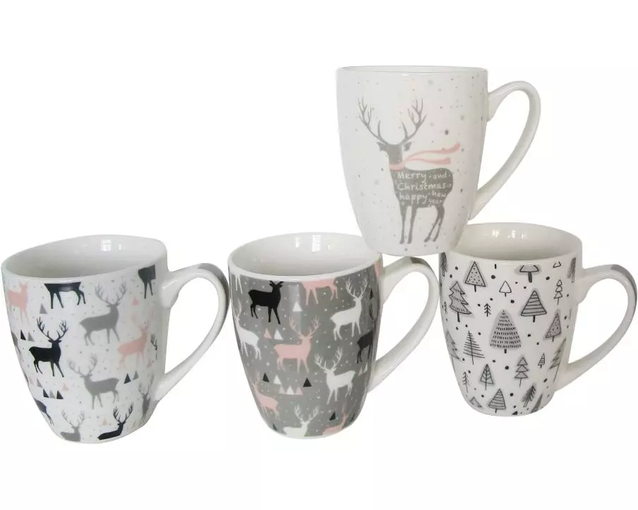 Dameco Tasse XMAS 400 ml, 4 Stück, Weiss