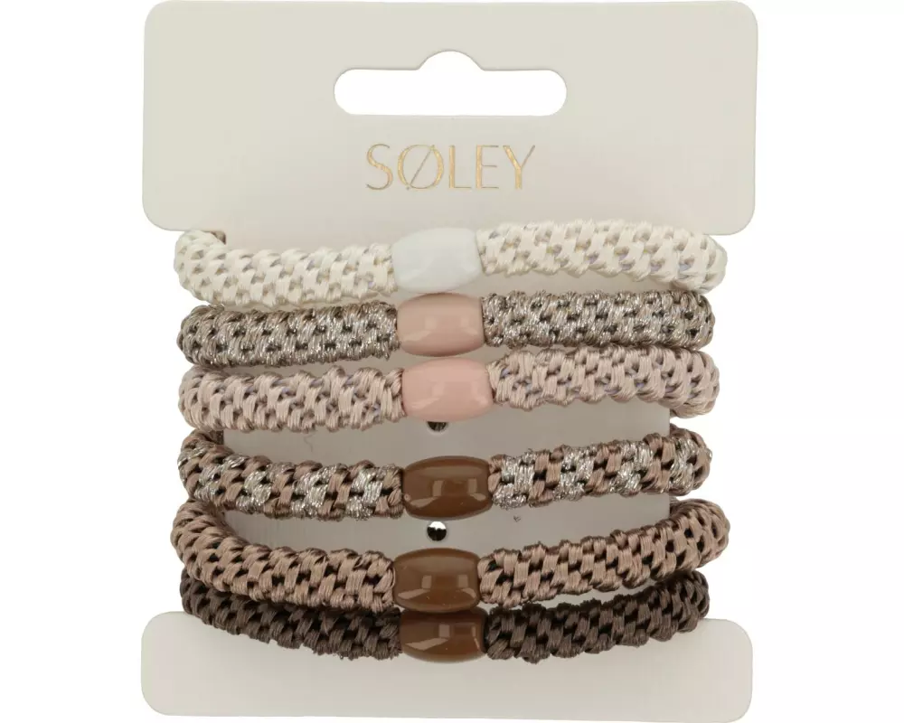 SOLEY Haargummi Soley Nordic Elastics 6 Stück Beige, Braun, Gold