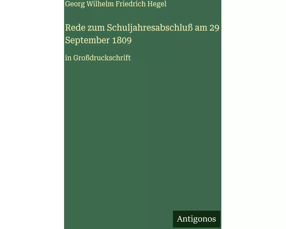 Rede zum Schuljahresabschluß am 29 September 1809