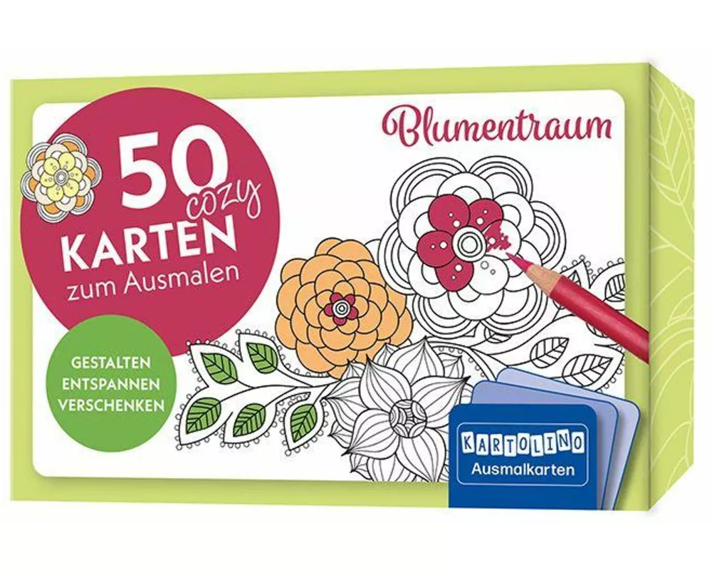 50 cozy Karten zum Ausmalen – Blumentraum