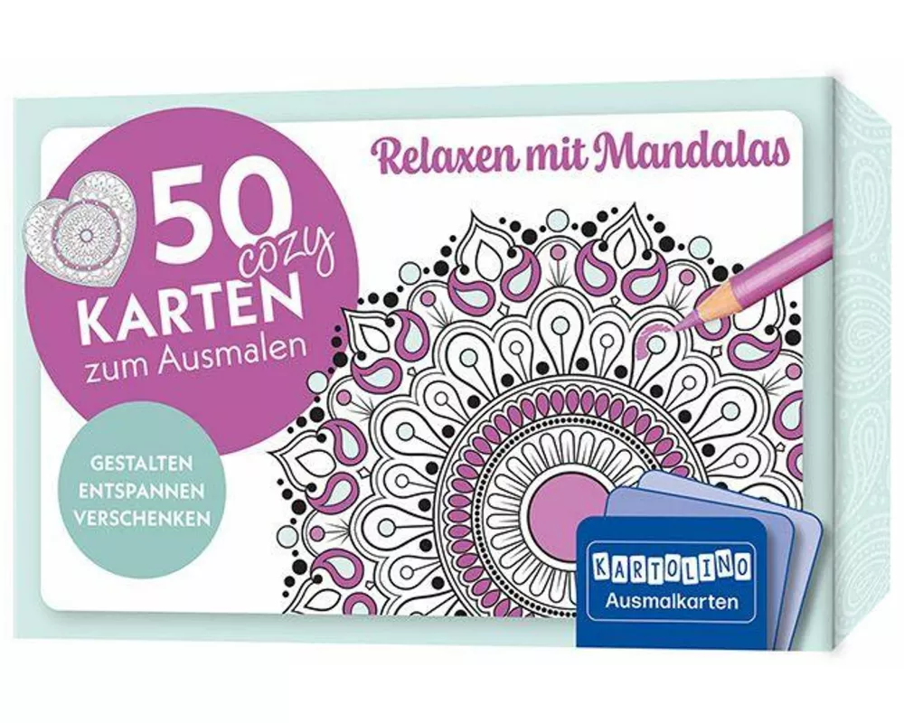 50 cozy Karten zum Ausmalen – Relaxen mit Mandalas
