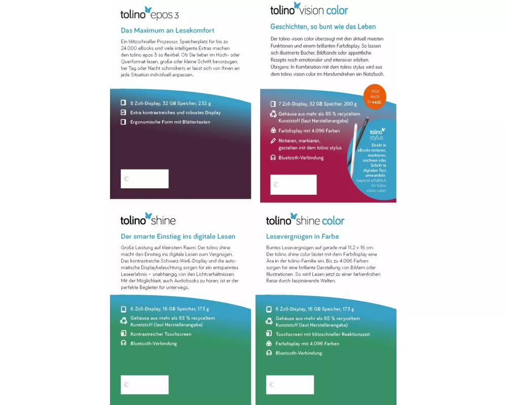 Produktinfokärtchen A6 tolino eReader 10/2025 (Thekendisplay) / VPE 2 x 4 Stück