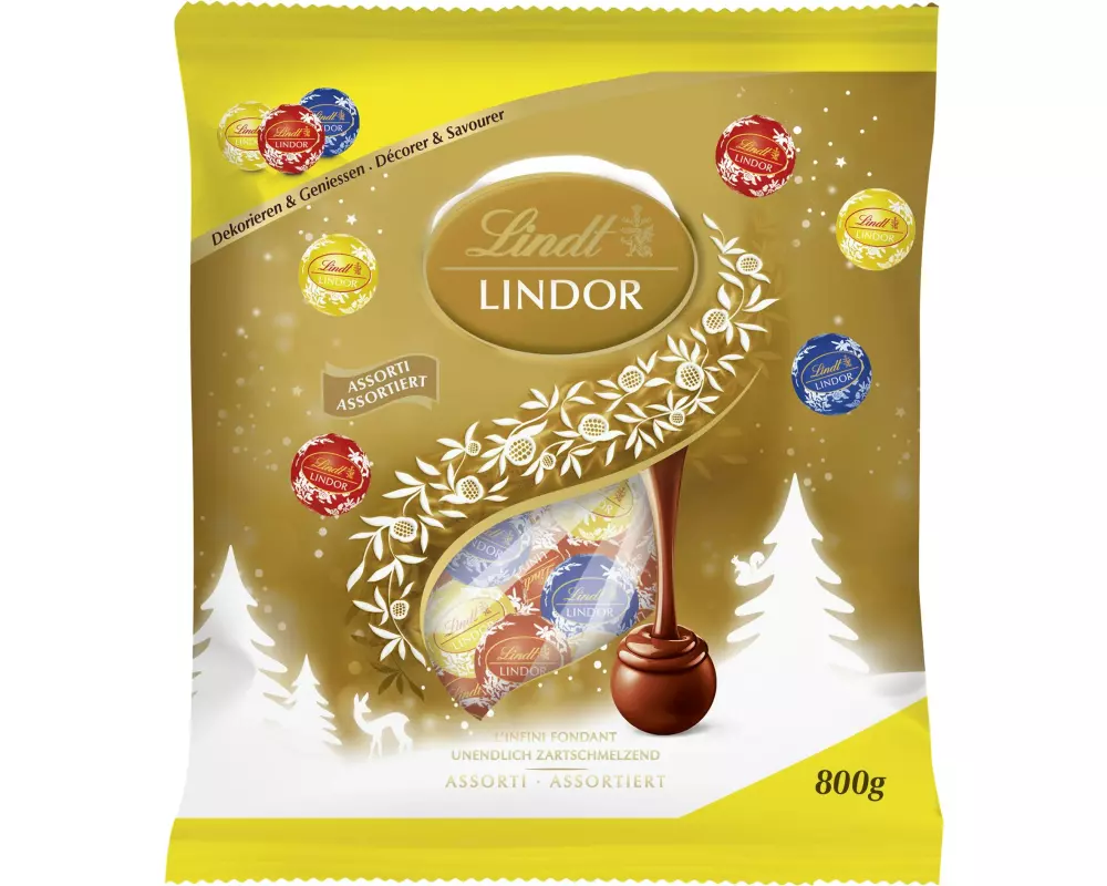 Lindt Schokoladen-Pralinen Lindor Mini Kugeln Weihnachten 800 g
