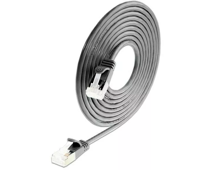 SLIM Slimpatchkabel RJ-45 - RJ-45, Cat 6A, U/FTP, 0.15 m, Schwarz